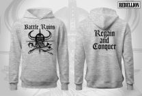 Battle Ruins - Regain and Conquer HOODED SWEATER (heather grey, official band merch) PRE-ORDER 27 MAY