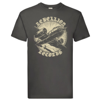 Rebellion Records - Bomber T shirt 2025 (light graphite shirt with beige print)